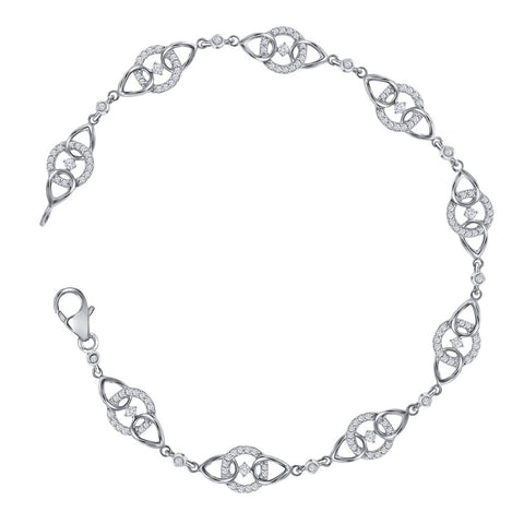 10kt White Gold Womens Round Diamond Linked Circle Fashion Bracelet 1/2 Cttw