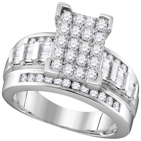10k White Gold Diamond Cindy's Dream Cluster Bridal Wedding Engagement Ring 2 Cttw - Size 8