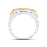 10kt Two-tone Gold Mens Round Diamond Single Row Band Ring 1/2 Cttw