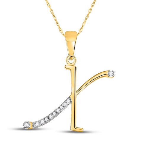 10kt Yellow Gold Womens Round Diamond X Initial Letter Pendant 1/20 Cttw