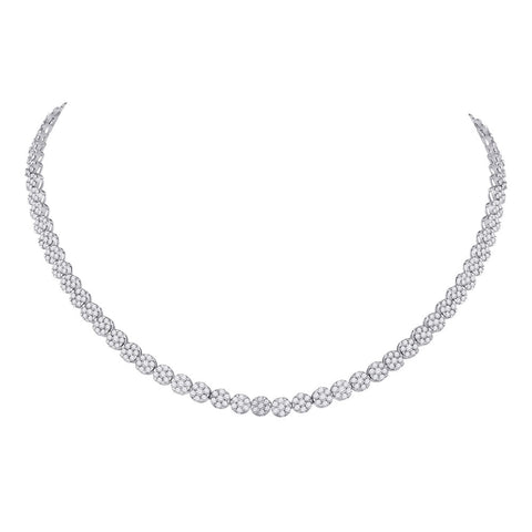 14kt White Gold Womens Round Diamond Cluster Necklace 11-5/8 Cttw