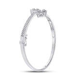 14kt White Gold Womens Baguette Diamond Bangle Bracelet 1-1/3 Cttw