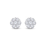 14kt White Gold Womens Round Diamond Flower Cluster Earrings 1-1/5 Cttw