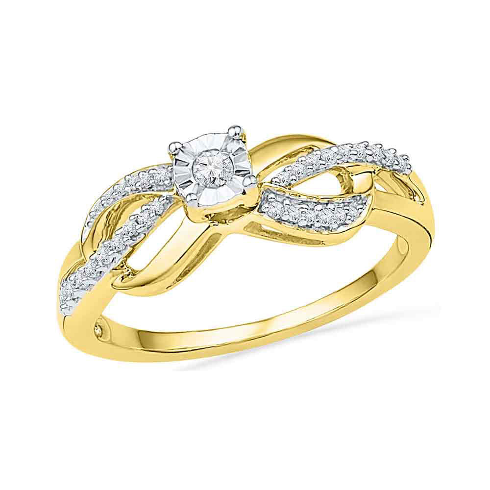 10kt Yellow Gold Womens Round Diamond Solitaire Infinity Promise Ring 1/6 Cttw