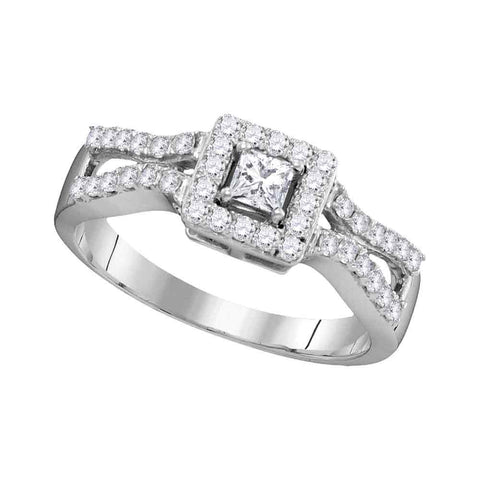 10k White Gold Womens Princess Diamond Bridal Wedding Engagement Ring 1/2 Cttw