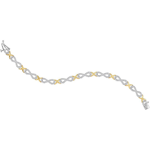 10kt Two-tone Gold Womens Round Diamond Infinity Bracelet 1.00 Cttw
