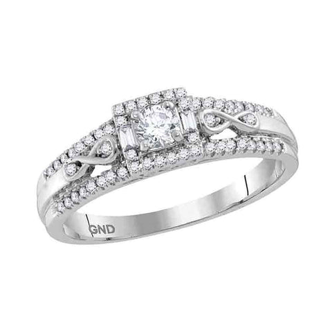 14kt White Gold Womens Round Diamond Solitaire Bridal Wedding Engagement Ring 1/3 Cttw