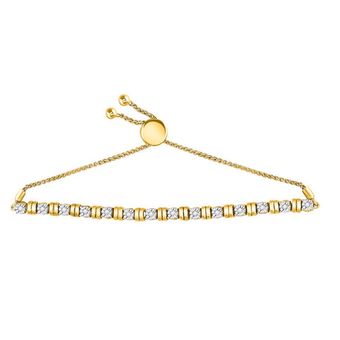10kt Yellow Gold Womens Round Diamond Studded Bolo Bracelet 1/4 Cttw