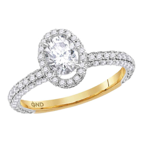 14kt Yellow Gold Womens Oval Diamond Solitaire Bridal Wedding Engagement Ring 1-5/8 Cttw