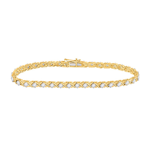 10kt Two-tone Gold Womens Round Diamond Tennis Bracelet 2 Cttw