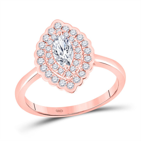 14kt Rose Gold Marquise Diamond Halo Bridal Wedding Engagement Ring 3/4 Cttw