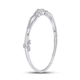 14kt White Gold Womens Baguette Diamond Bangle Bracelet 3/4 Cttw