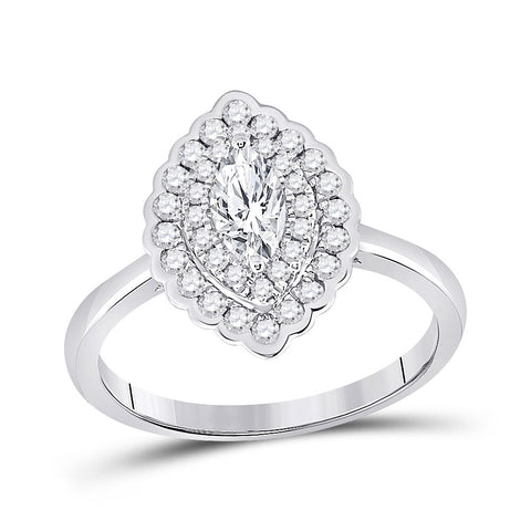 14kt White Gold Marquise Diamond Halo Bridal Wedding Engagement Ring 3/4 Cttw