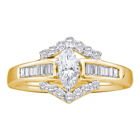 14k Yellow Gold Marquise Diamond Solitaire Bridal Wedding Engagement Anniversary Ring 3/4 Cttw