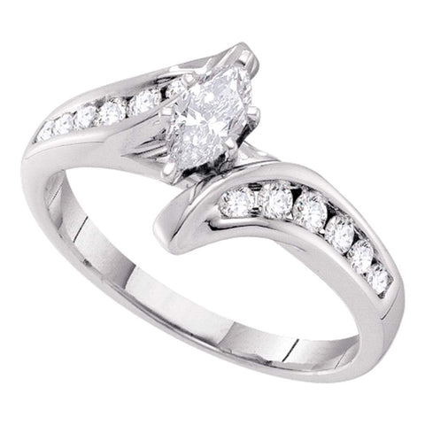 14kt White Gold Womens Marquise Diamond Solitaire Bridal Wedding Engagement Ring 5/8 Cttw