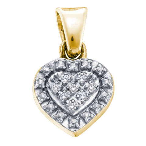 Yellow-tone Sterling Silver Womens Round Diamond Small Heart Pendant .03 Cttw