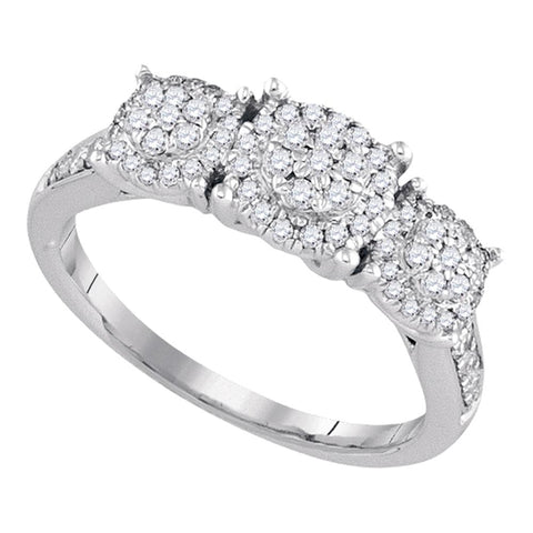 14k White Gold Flower Cluster Diamond Womens Bridal Wedding Engagement Ring 1/2 Cttw
