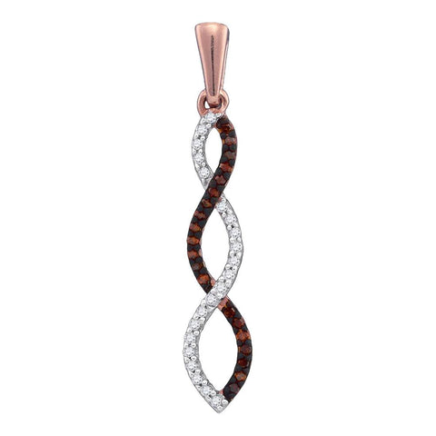 10k Pink Rose Gold Red Color Enhanced Diamond Womens Infinity Weave Woven Pendant 1/8 Cttw