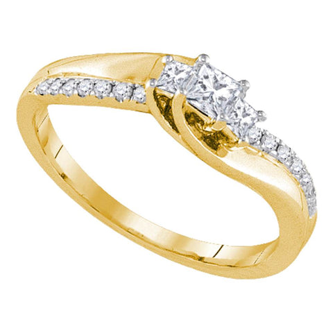14k Yellow Gold 3-stone Princess Diamond Bridal Wedding Engagement Anniversary Ring 1/3 Cttw