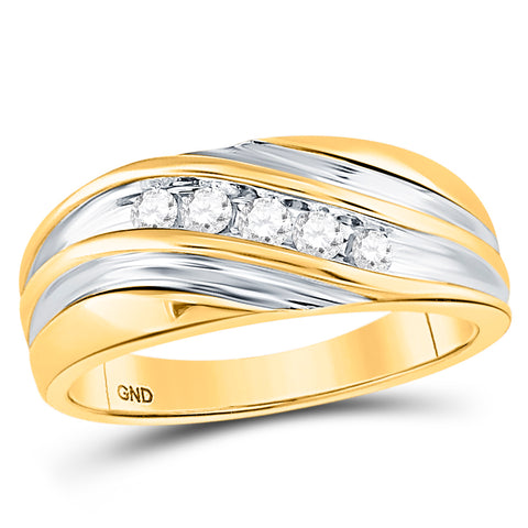 10kt Two-tone Gold Mens Round Diamond Wedding Anniversary Band Ring 1/4 Cttw